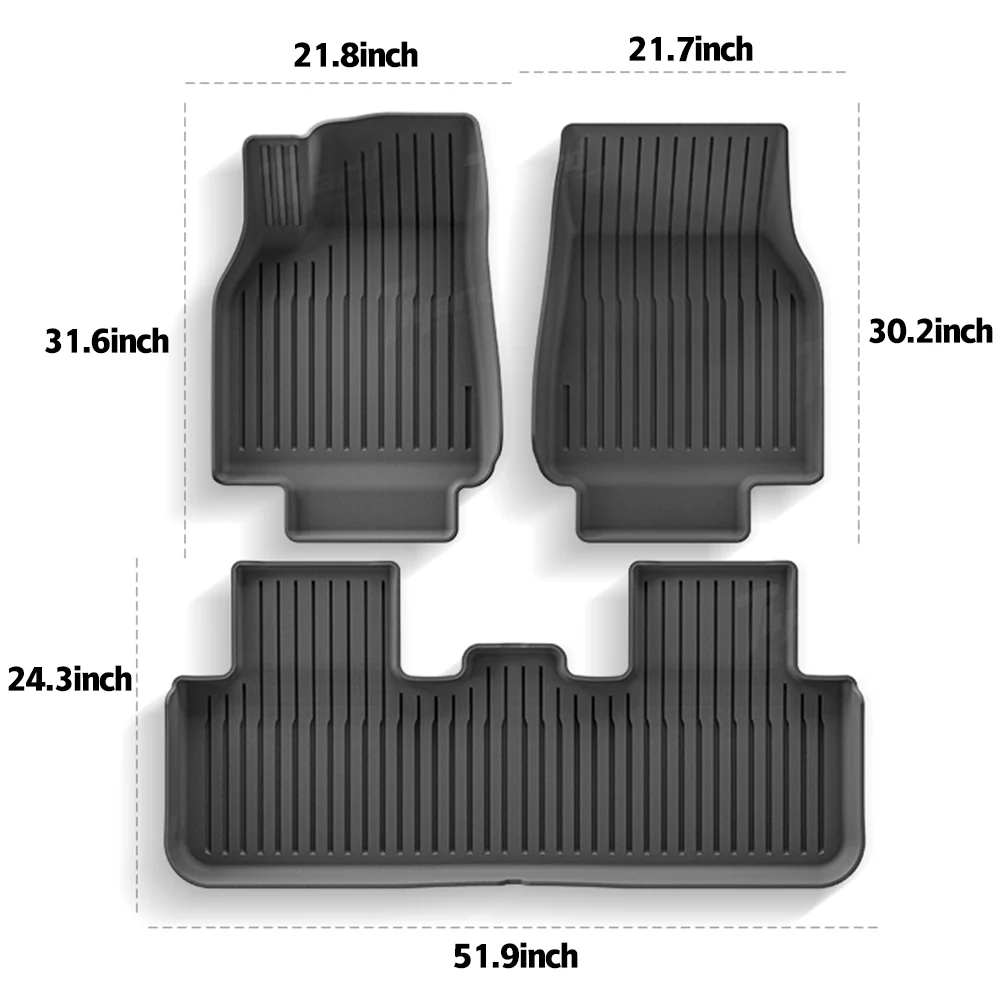 2025+ Model Y Juniper TEP 6PCS Floor Mat Set Trunk and Floor Mats Non-slip Waterproof & Easy-Clean Durable Car Mats - Image 3