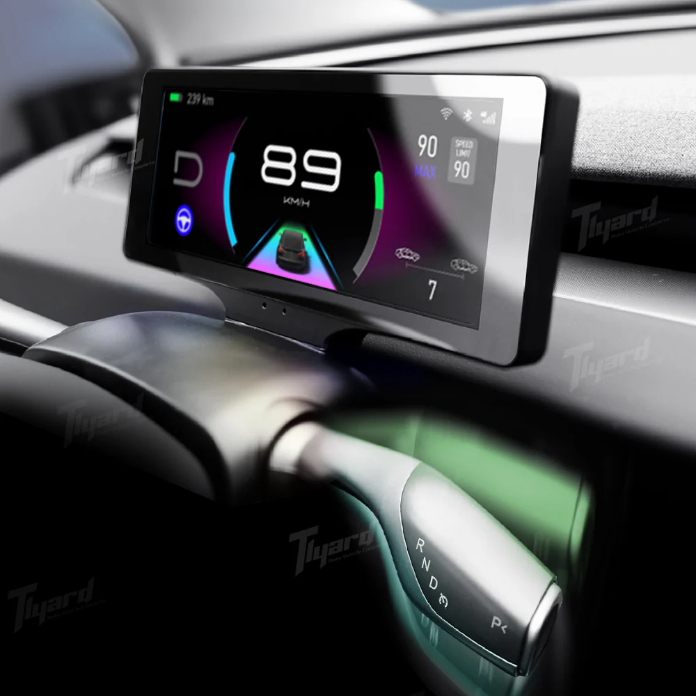 2026 Model Y Juniper/ Model 3 Highland Gear Shift Stalk + 7" Head-Up Display/ Wireless Charging Phone Mount Upgrade Kit | Tlyard