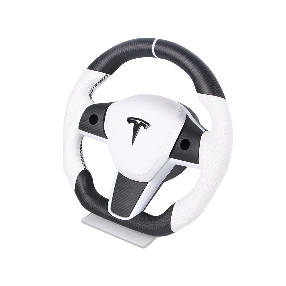 Customized Sport Round Heated Real Carbon Fiber Steering Wheel For Model 3/Y/Highland/Juniper/Standard - Image 4