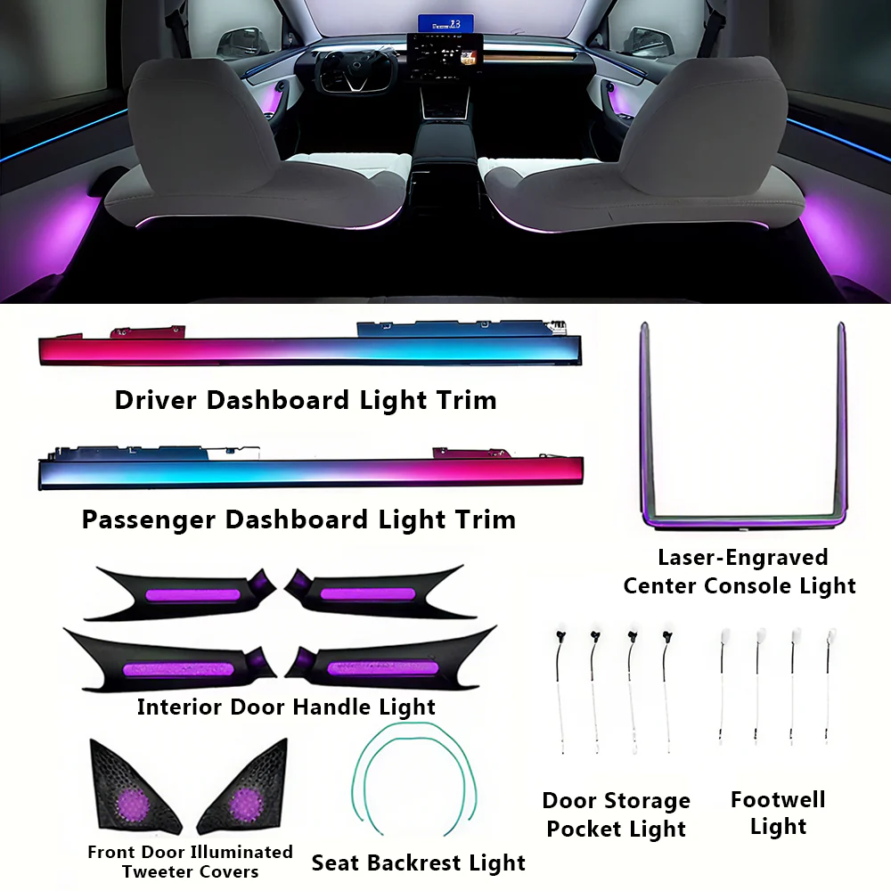 Model 3 Highland & Model Y Juniper Interior Door Handle Ambient Lights Upgrade - Image 9