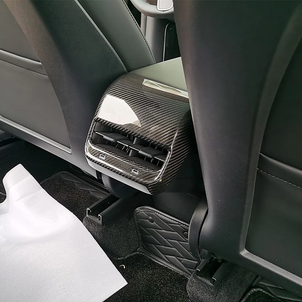 Model 3 & Y Rear Air Conditioner Air Outlet Cover Real Carbon Fiber - Image 3
