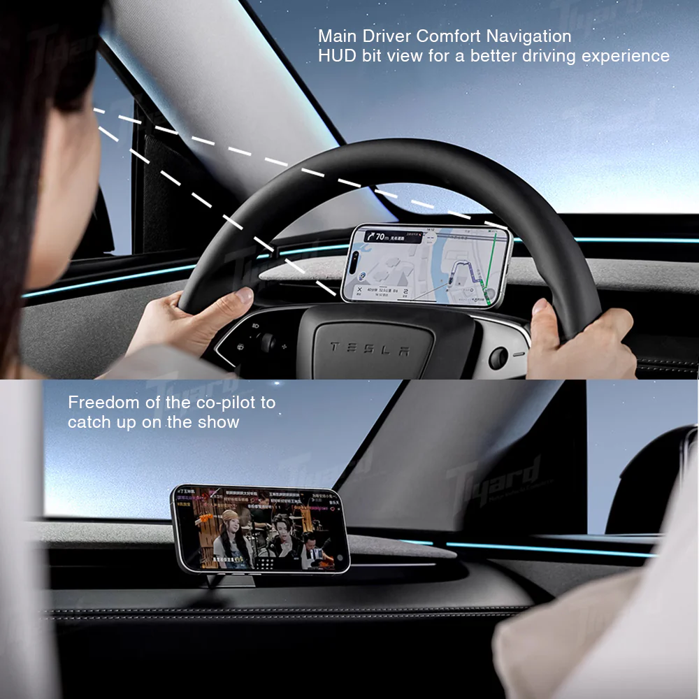 Model 3 & Y 15W Fast Wireless Charging Magnetic Car Phone Holder with Halo Ambient Light for Model 3 Highland/ Y Juniper - Image 6