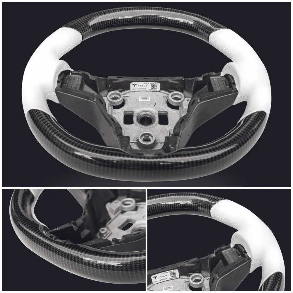 Model 3/ Y Customized Round Nappa Leather Steering Wheel Tesla Modification for Highland/Juniper/Standard - Image 4
