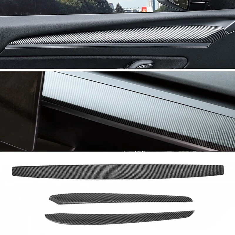 Model 3 & Y Dashboard Dash Cover And Door Trim Cover Extension Panels Real Carbon Fiber - Image 9