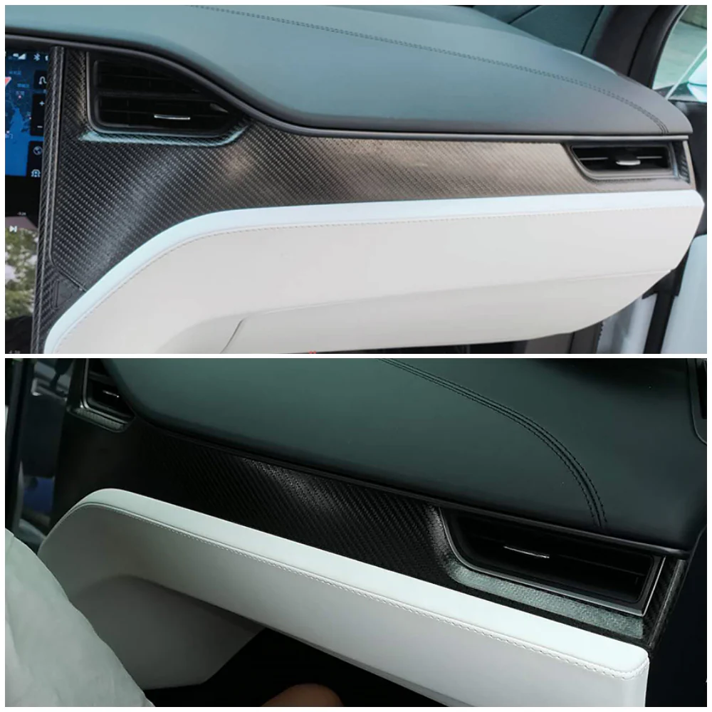 Model X Real Carbon Fiber Dashboard Cover Decor