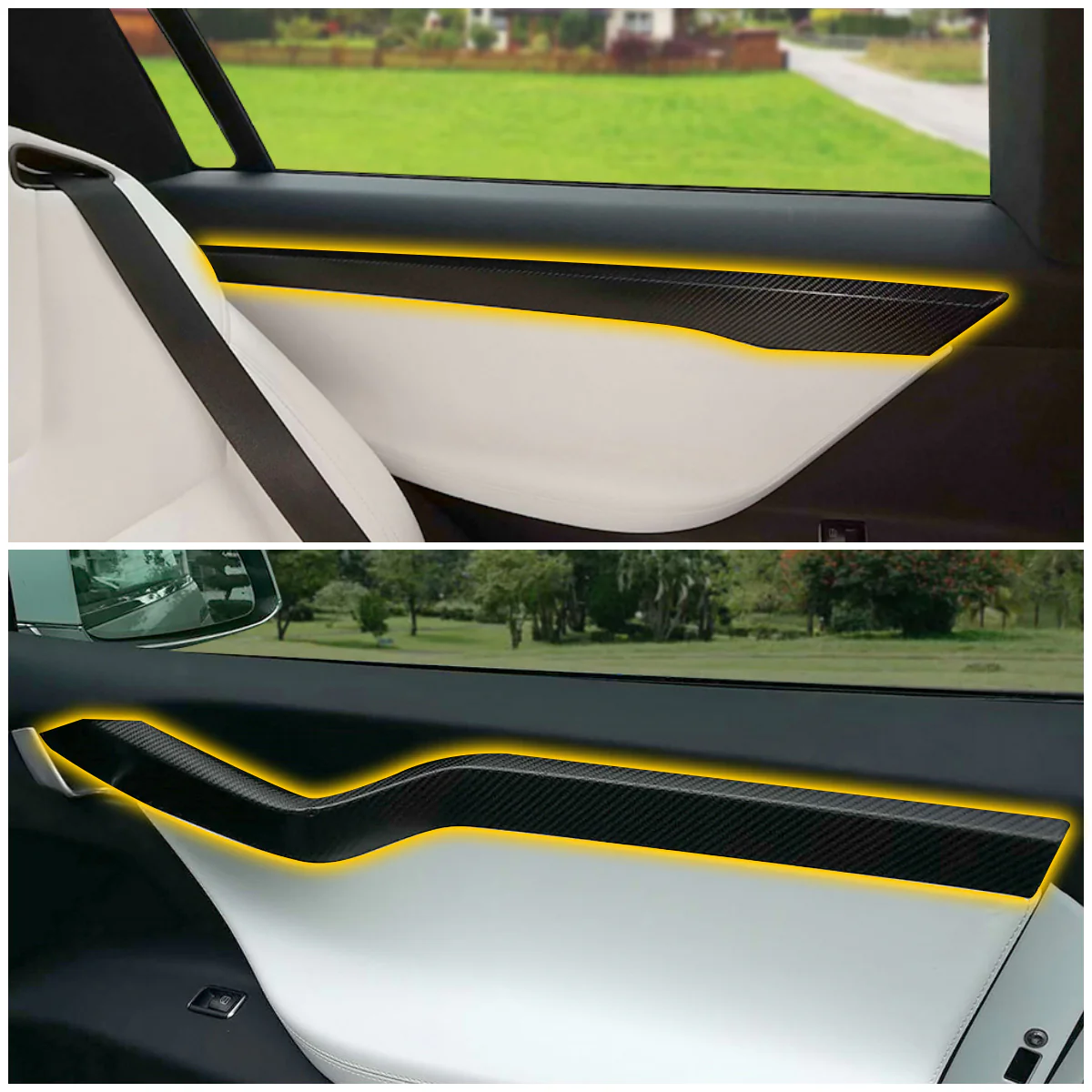 Model X Real Carbon Fiber Interior Cover Decor Of Door