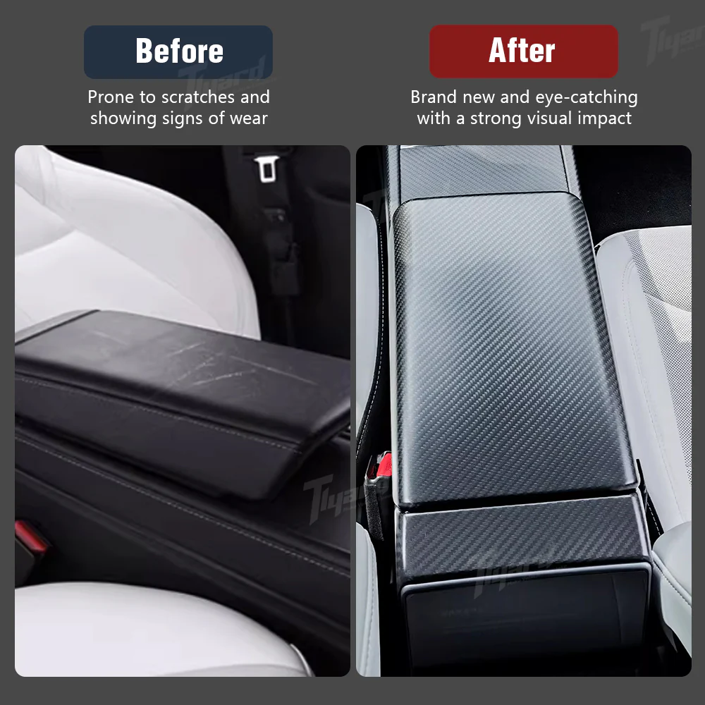 Model Y Juniper & Model 3 Highland Real Carbon Fiber Center Console Armrest Cover Interior Modification Trim | Tlyard - Image 4