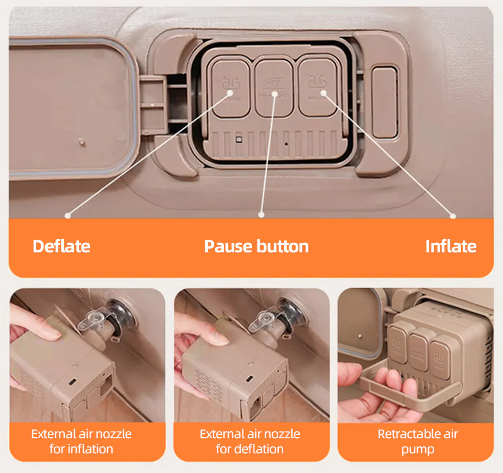 Premium 16" Double Air Mattress with Built-in Rechargeable Pump | Tlyard - Image 3
