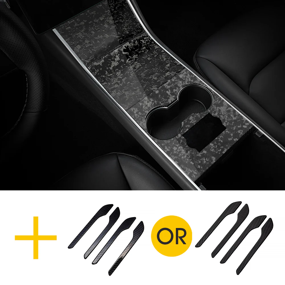 Real Carbon Fiber Center Console Cover + Door Handles For Model 3 & Y - Image 6