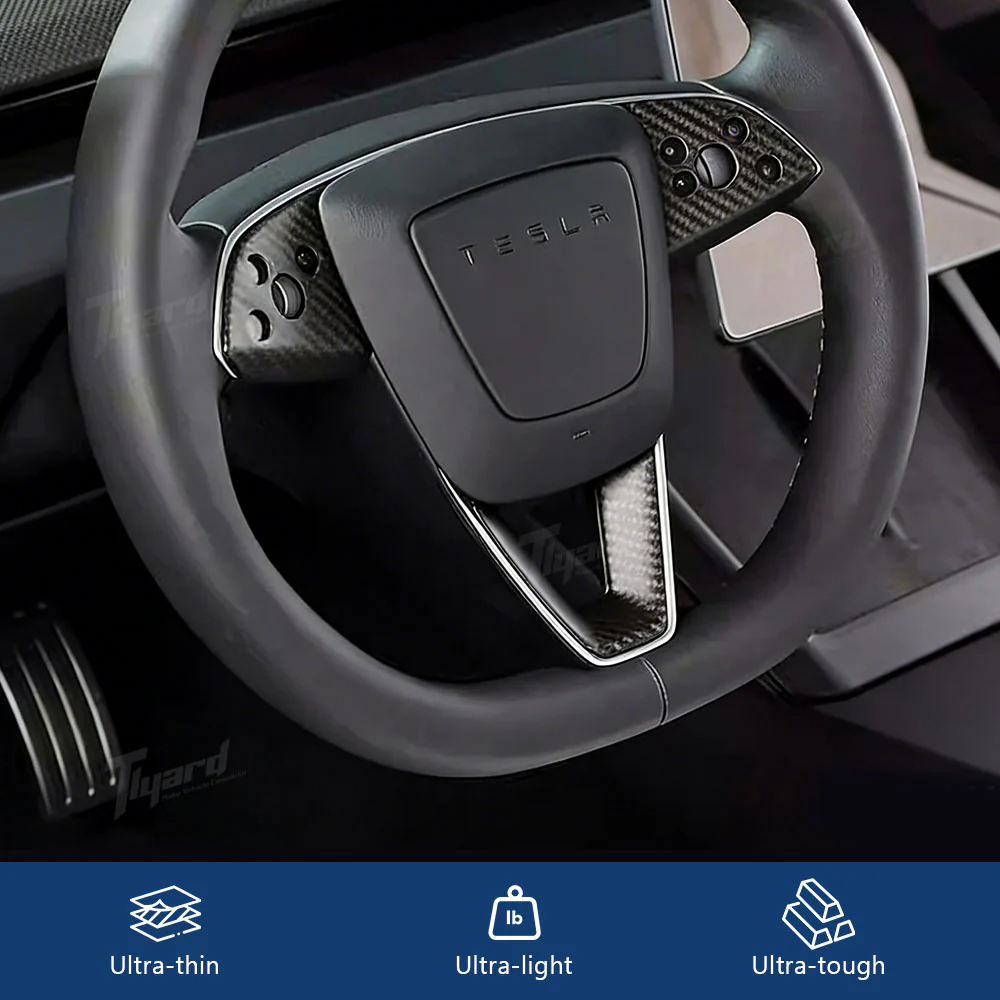 Real Carbon Fiber Steering Wheel Button & V-Shape Trim Cover for Model 3 Highland & Model Y Juniper | Tlyard - Image 4