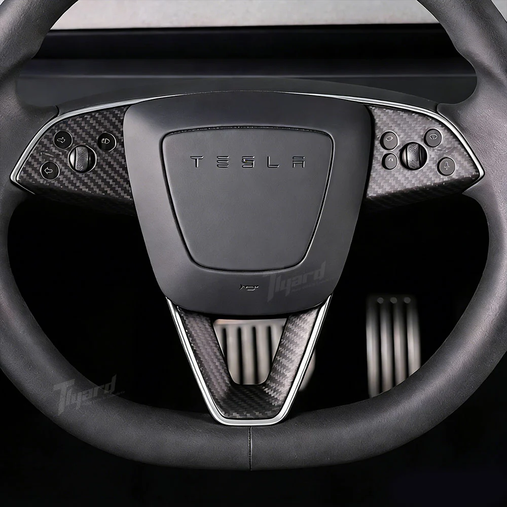 Real Carbon Fiber Steering Wheel Button & V-Shape Trim Cover for Model 3 Highland & Model Y Juniper | Tlyard - Image 7