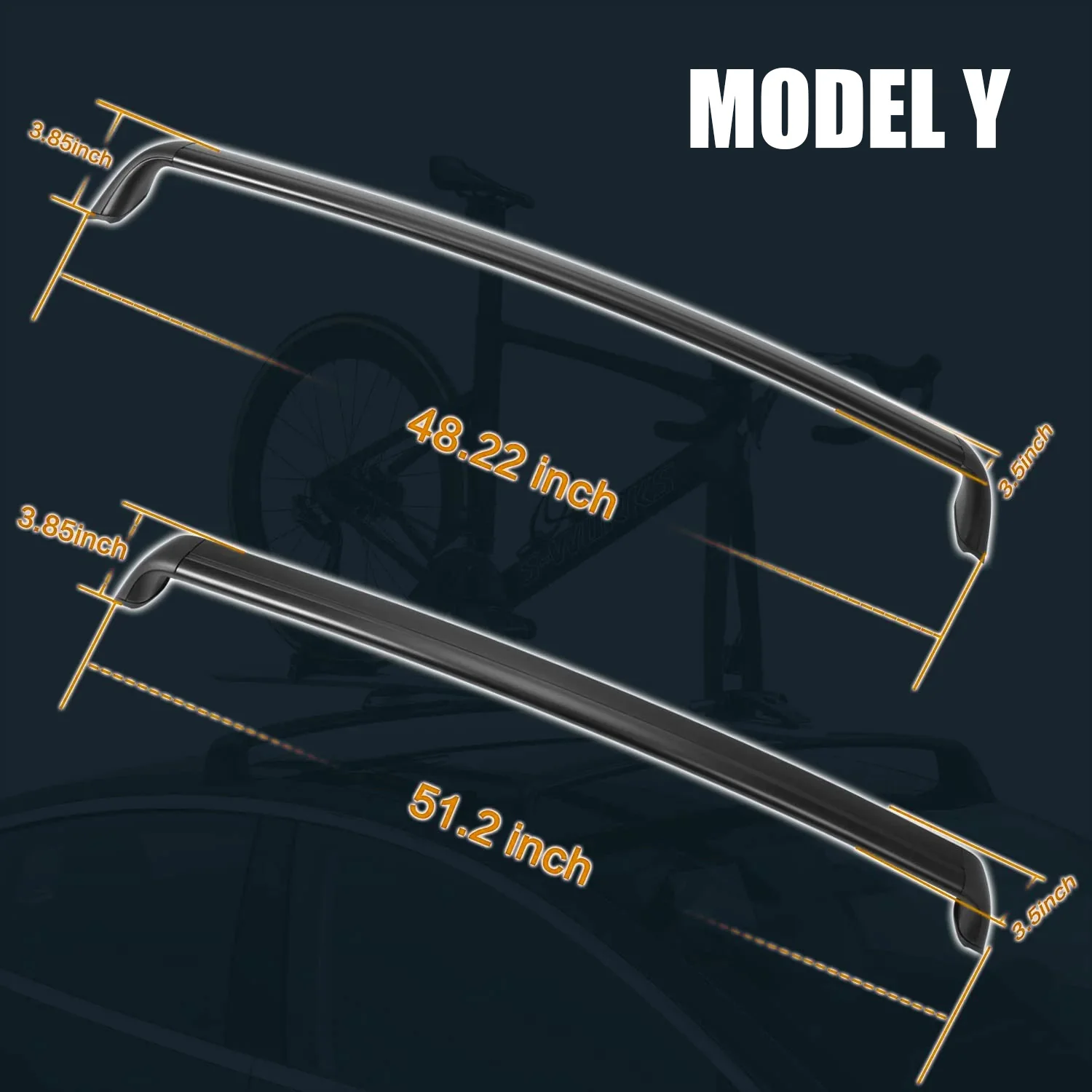 Model 3/Y/Highland 3 Lockable Roof Rack Aluminum Cargo Cross Bars (Set of 2) - Image 8
